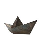 Modern silver-plated paper boat sculpture, Paola C. Aldo Cibic Italy 1980