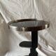 Vintage side table in glass, wood and aluminum
