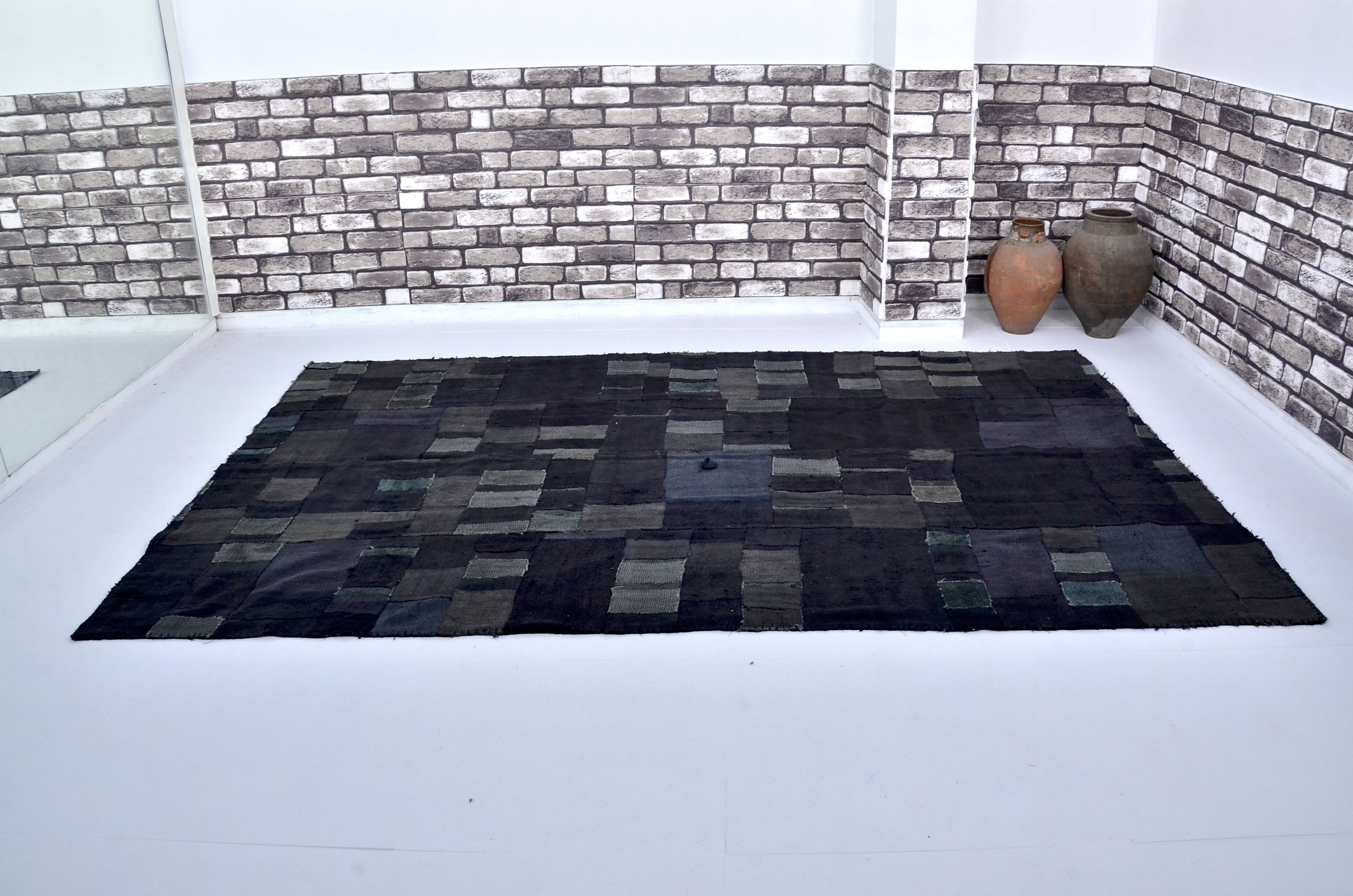 Black Vintage Hmep Patchwork Rug sku 3046