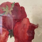Tableau ancien, nature morte aux coquelicots, années 60