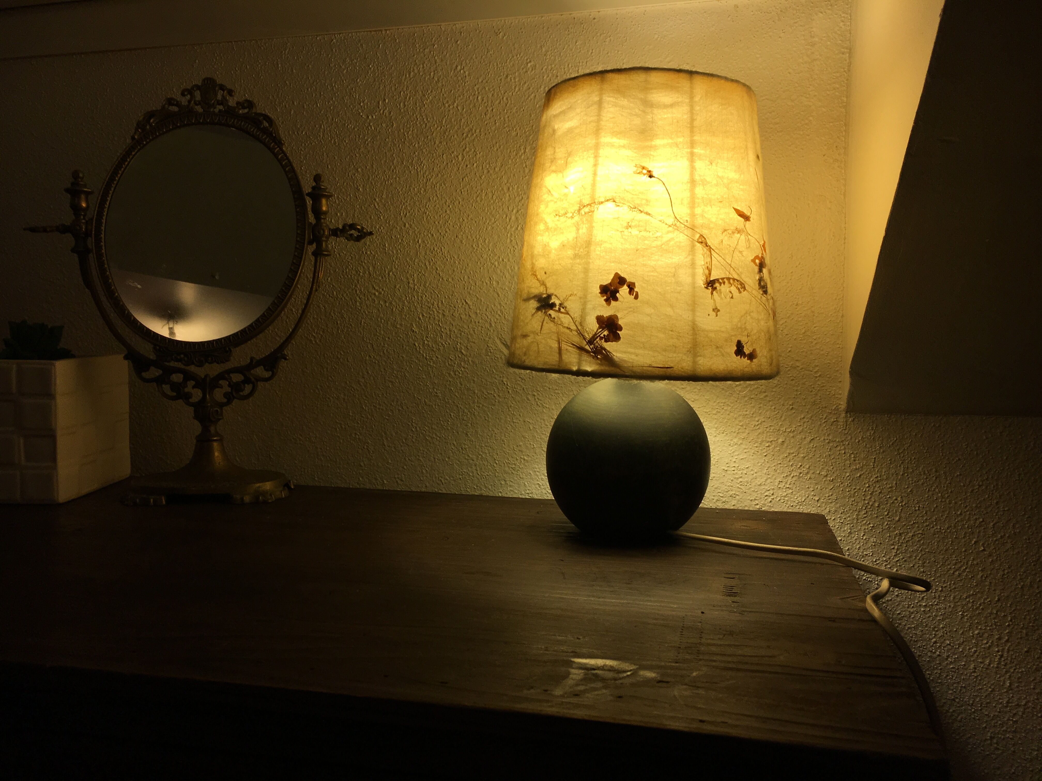 Lamp Vintage silk and twigs
