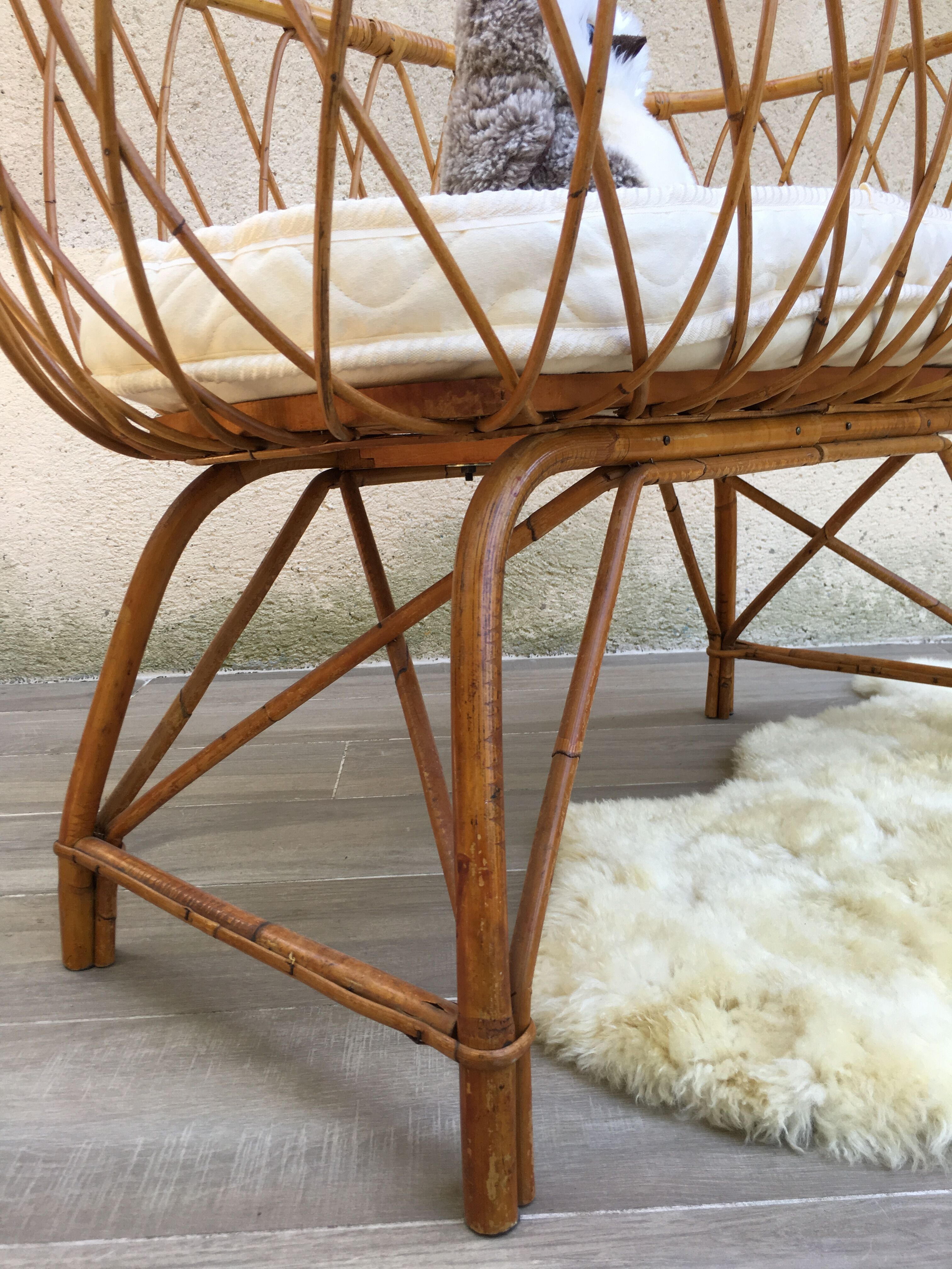 Vintage rattan cradle