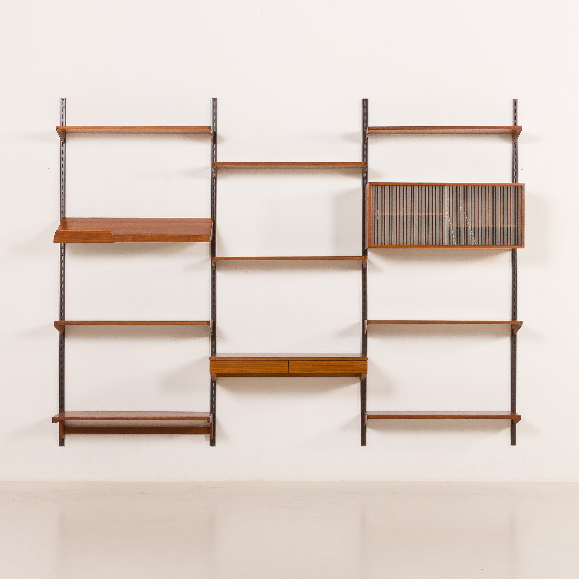 Kai Kristiansen 3 bay teak wall unit with desk, Denmark, 1960s