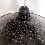 Pair of vintage enamelled sheet metal industrial pendant lights