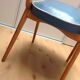 Chaise pieds compas style scandinave en hetre et simili cuir bleu / vintage années 50-60