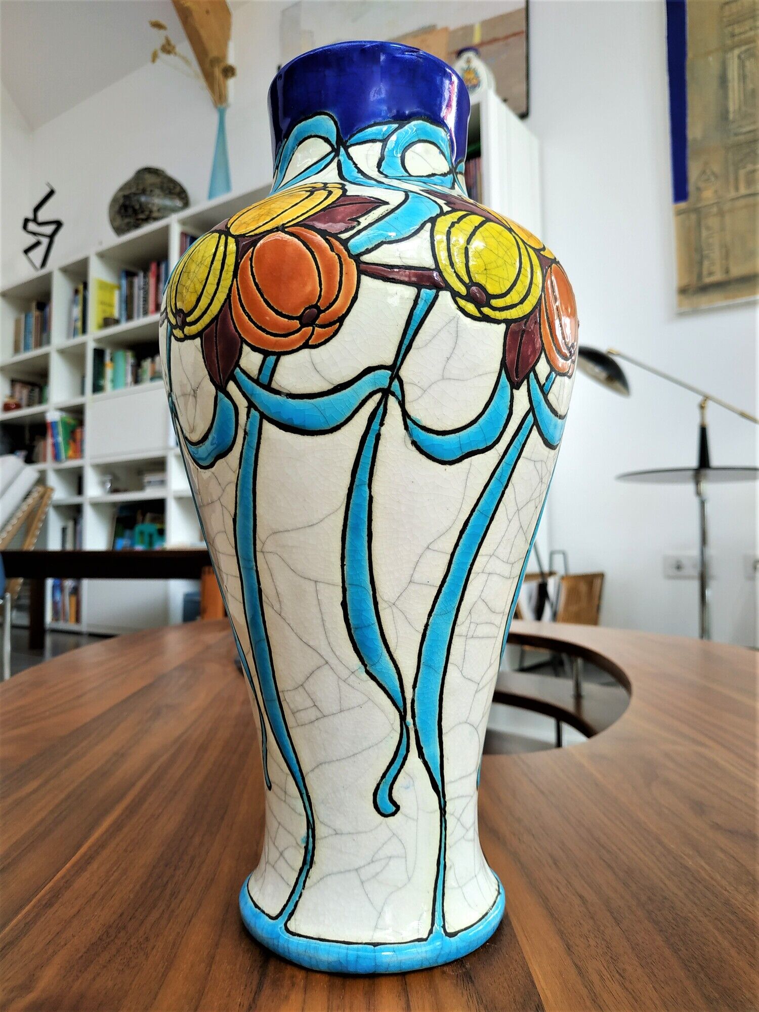 Boch la Louvière art deco lamp in cracked faint lamp