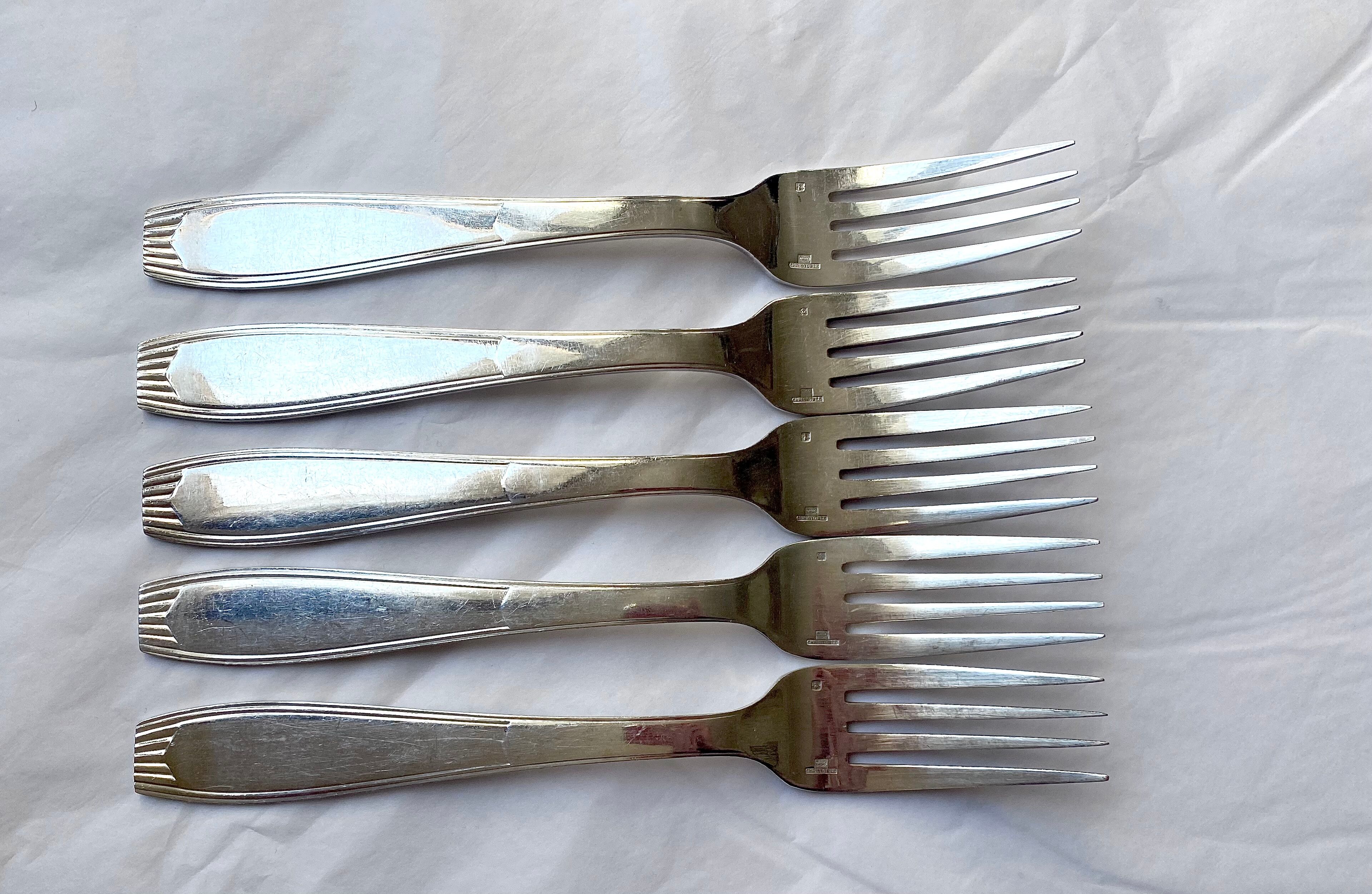 Christofle cutlery set - 11 fourchettes de table et 11 cuillères à soupe - Art déco - Métal argenté