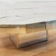 Low octagonal mirror and gold metal France 1970 bar table