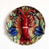 Lobster plate Palissy ceramic