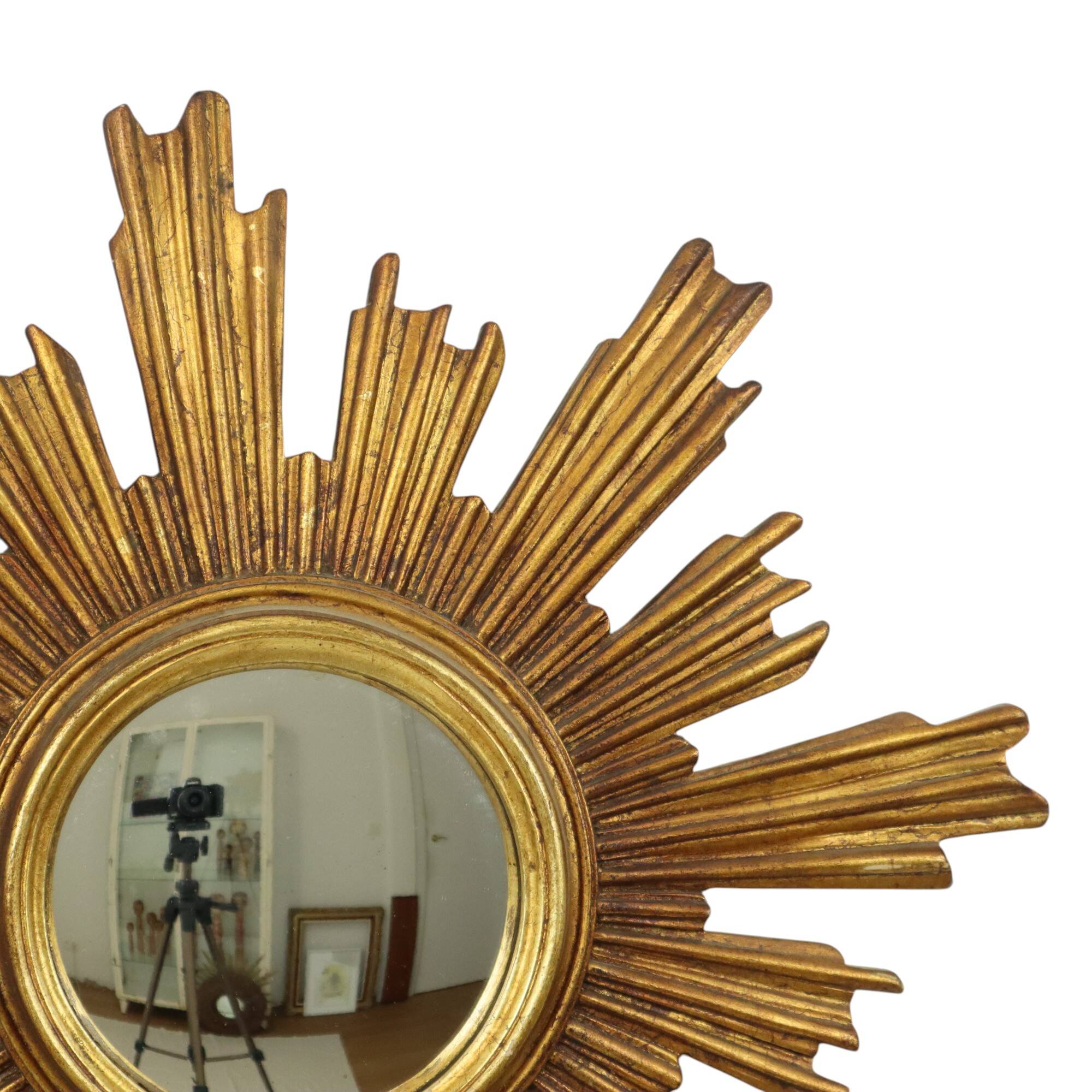 Large Sun Mirror Gold Leaf Gilded Sunburst Mirror 54cm