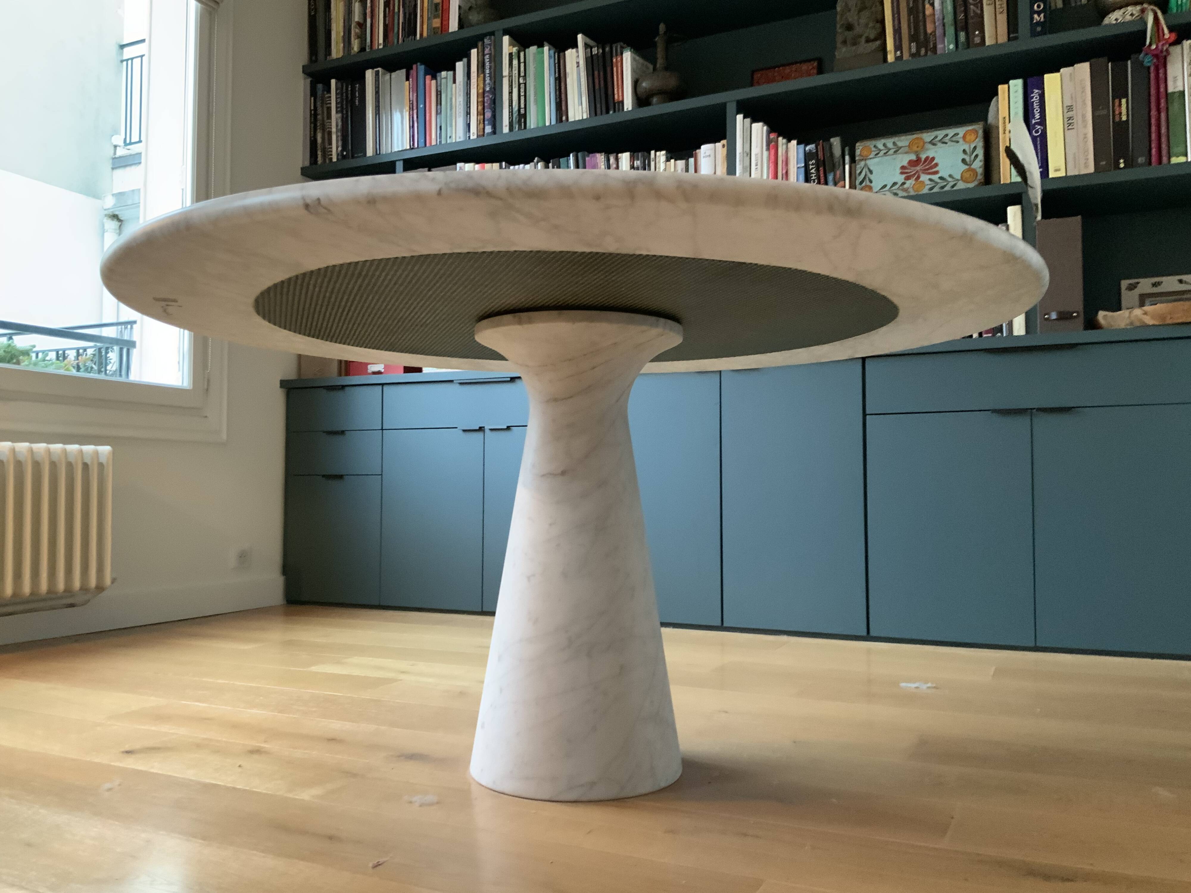 Table ANGELO MANGIAROTTI in white marble model M1