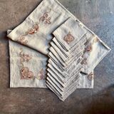 Nappe en chanvre brodé et 12 serviettes de table