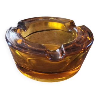Cendrier verre ambré moulé vintage années 70