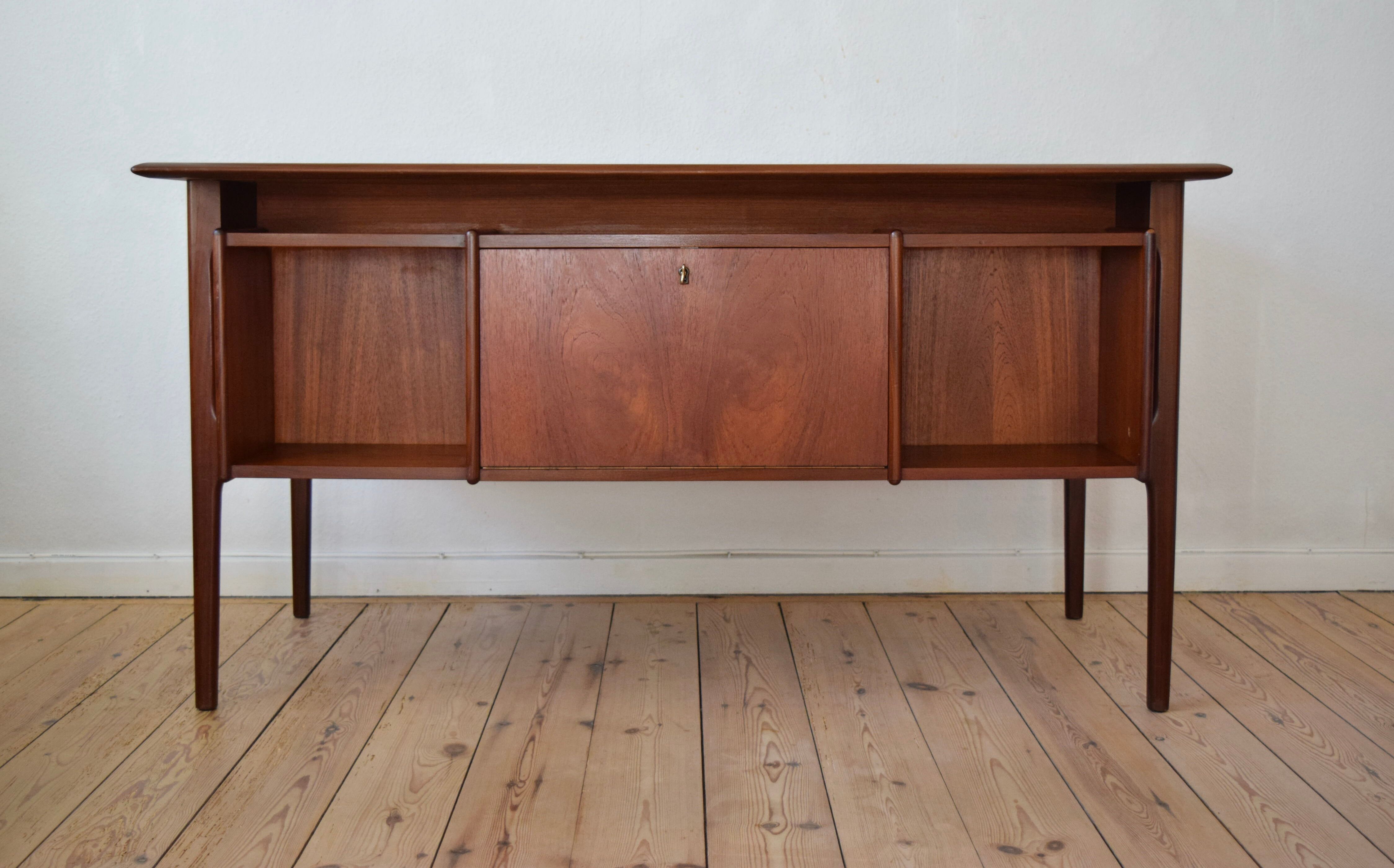 Mid-Century Danish Executive Teak Floating Desk, 1960s.