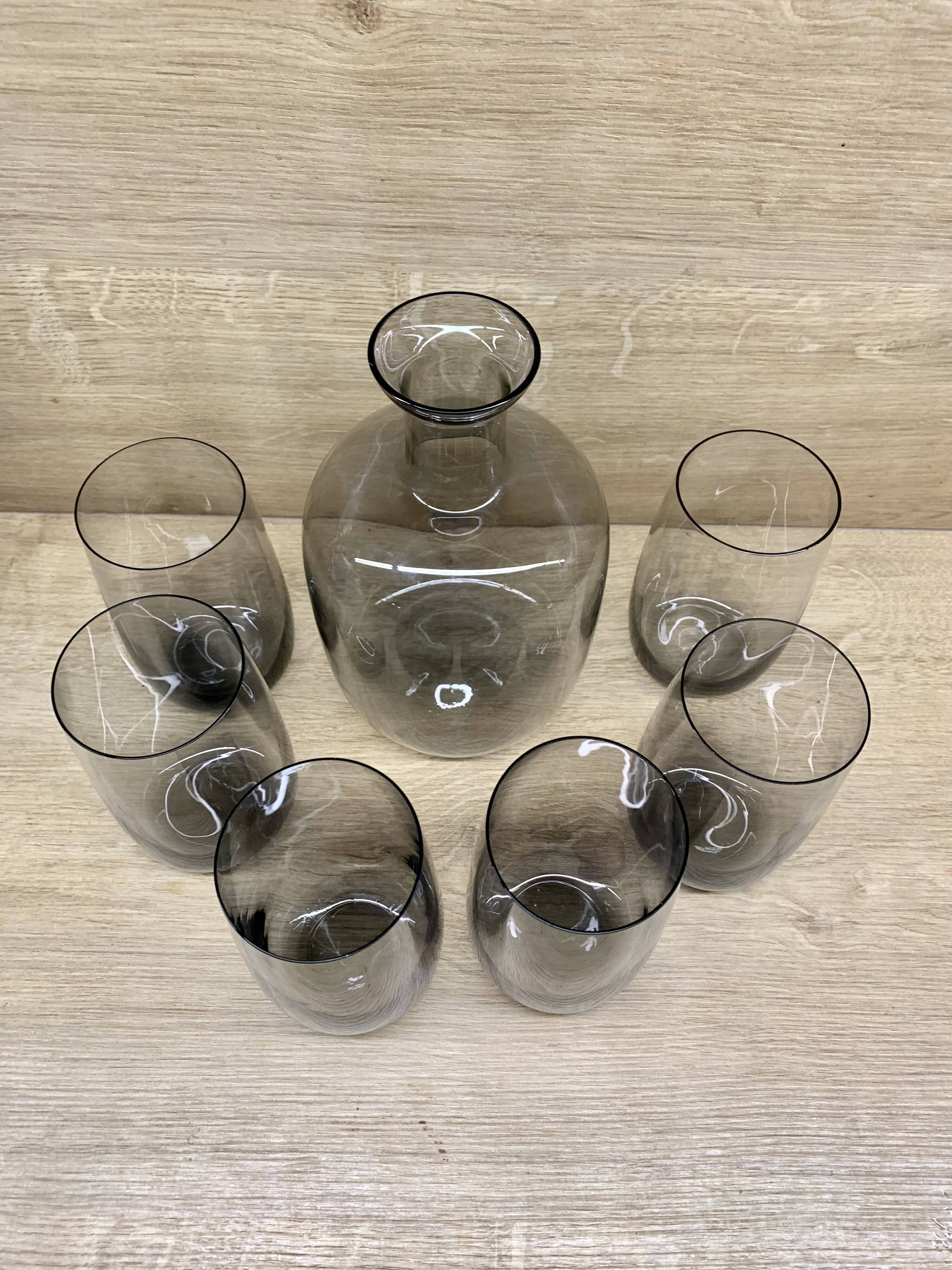 Scandinavian smoke glass set, 1960s