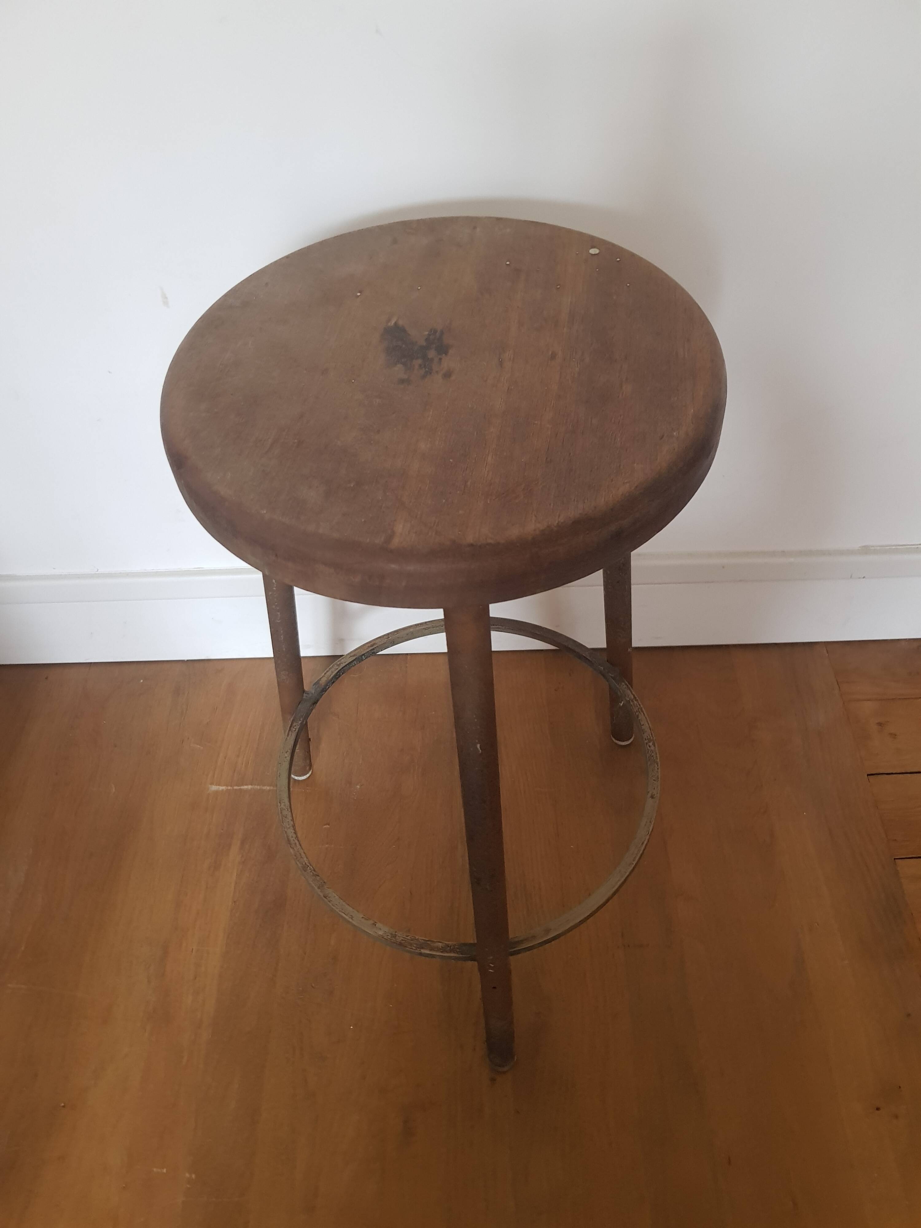 Vintage industrial tripod stool