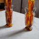 Pair of vases from the Clichy glassworks, orange-yellow marbled, in the shape of an amphora