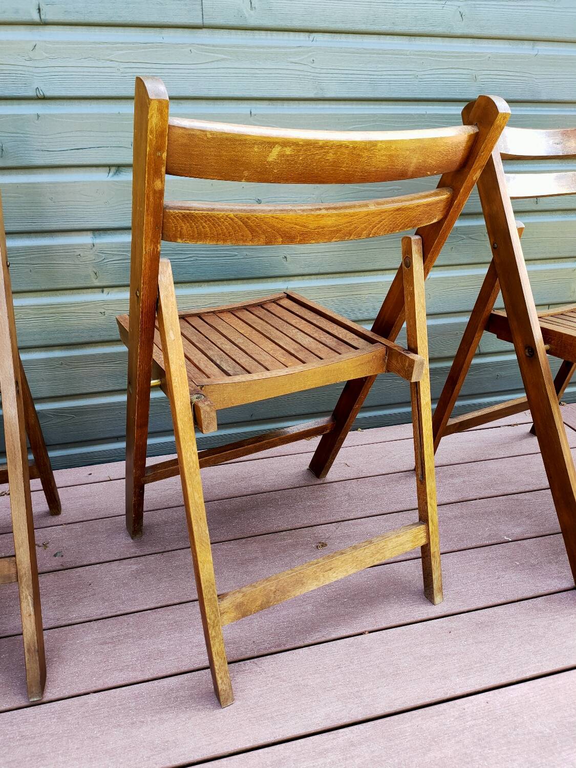 Ensemble de 3 chaises pliantes en hêtre