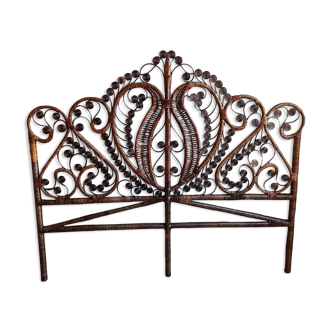 Peacock double rattan headboard