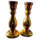 Pair of eglomised glass candle holders