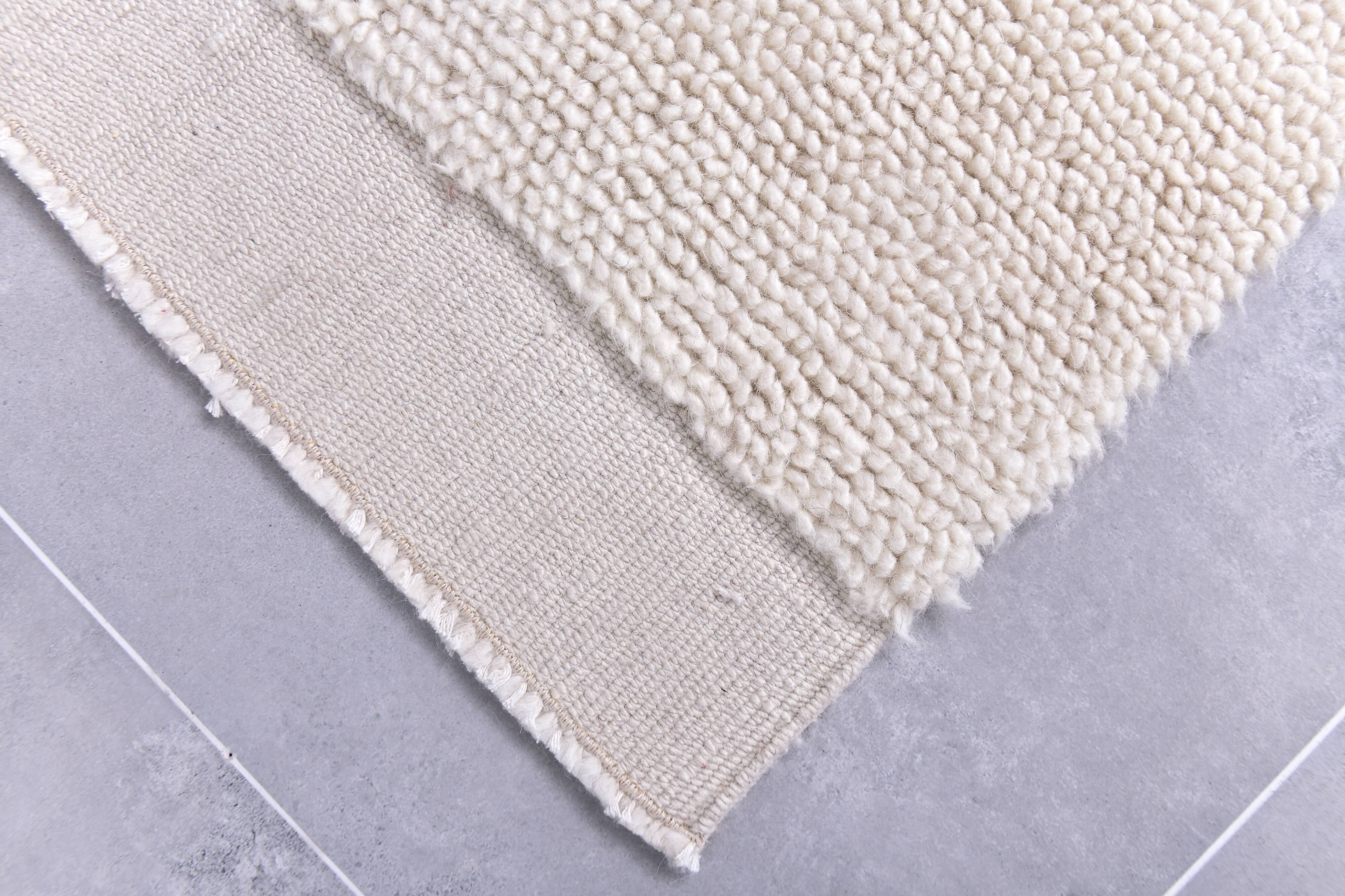 2x10 Neutral White Wool Moroccan Runner Rug, 67x301Cm