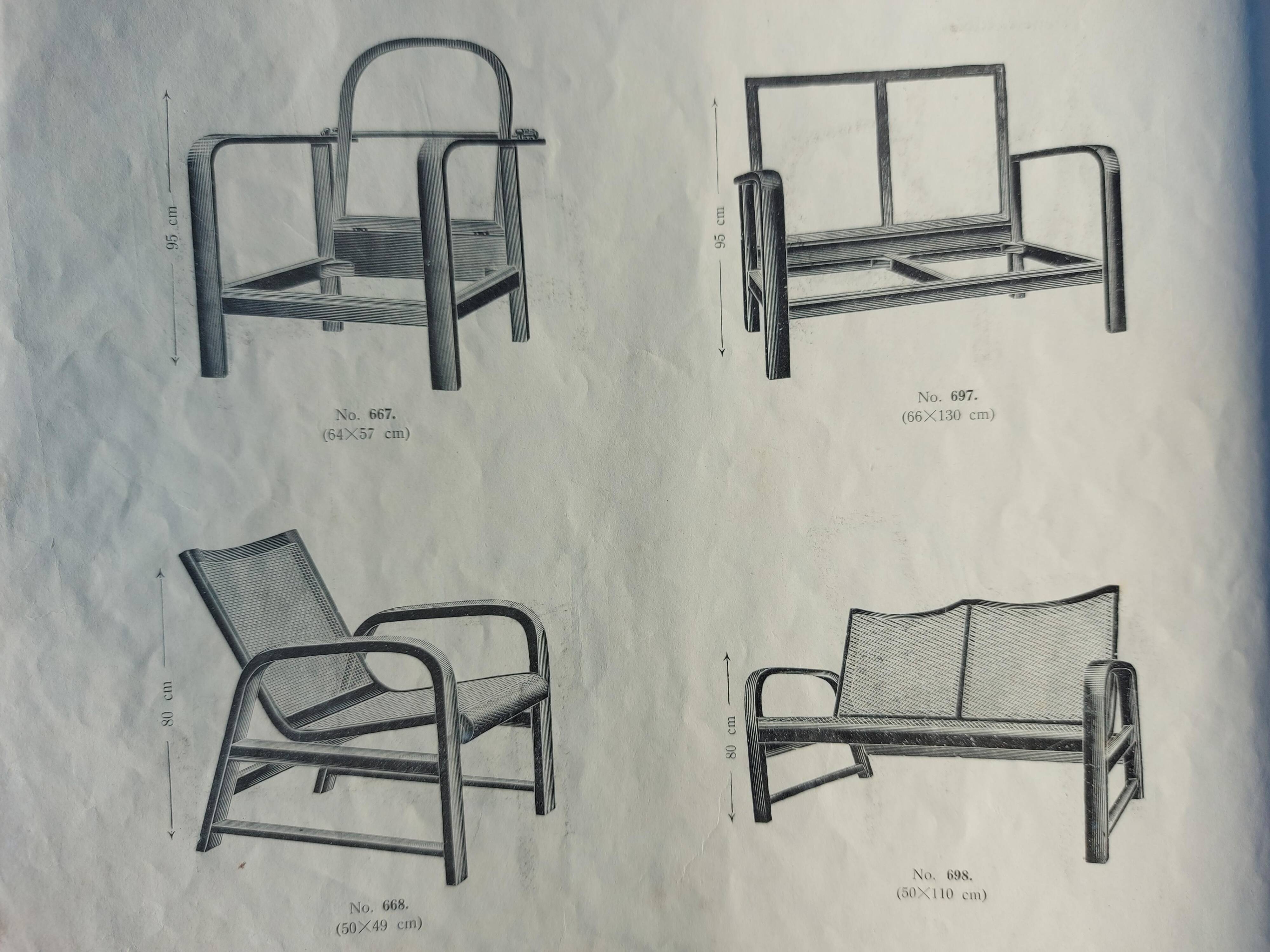 Fauteuil lounge fonctionnaliste en bois courbé n°668 Thonet Debrecen