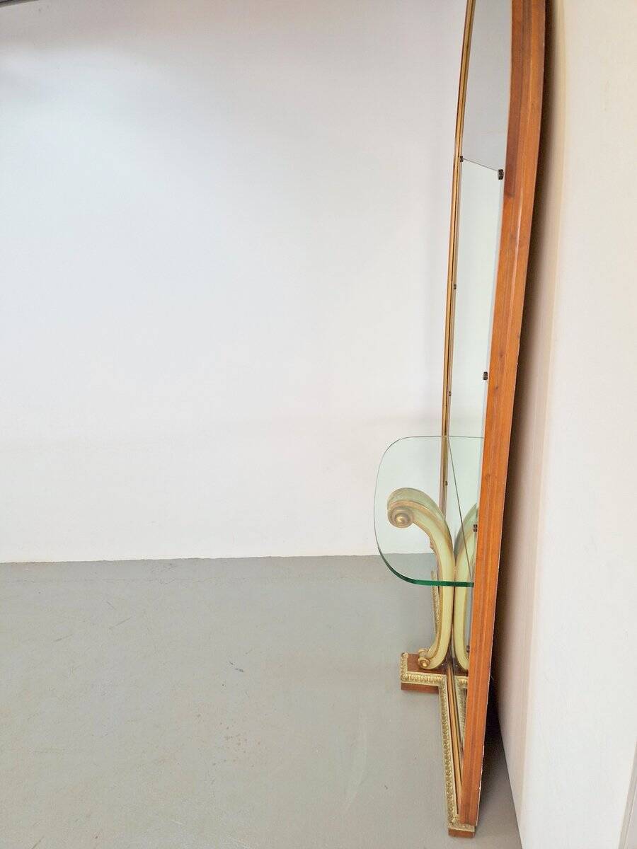 Vintage Floor Mirror with Console Table from Cristal Art, Italy, 1960s