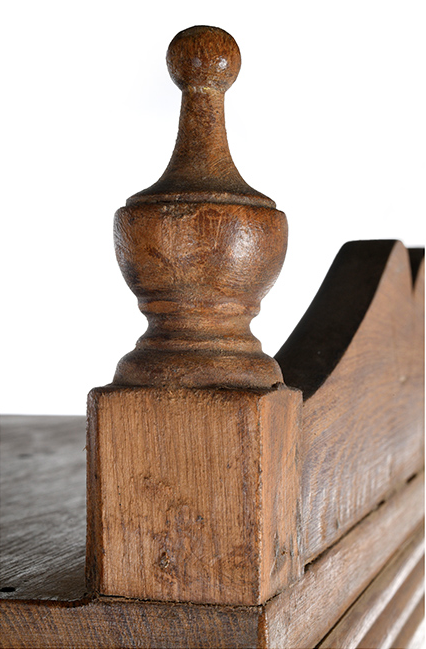 Antique teak showcase with mirror