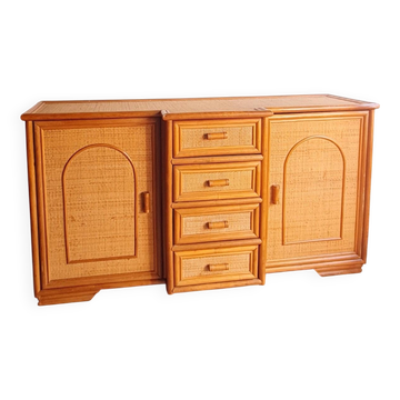 Vintage rattan sideboard - circa 1970
