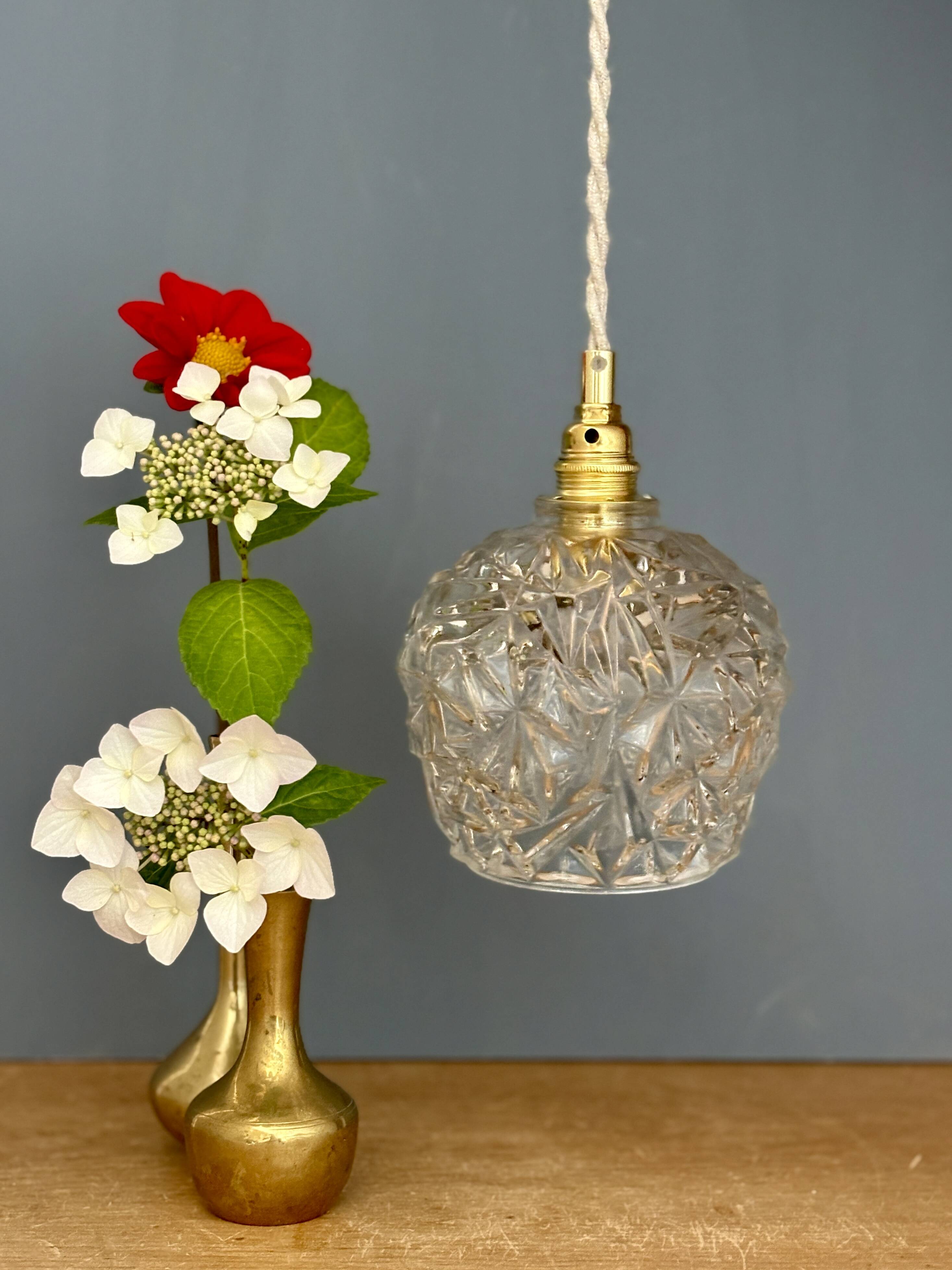 Vintage moulded glass suspension globe