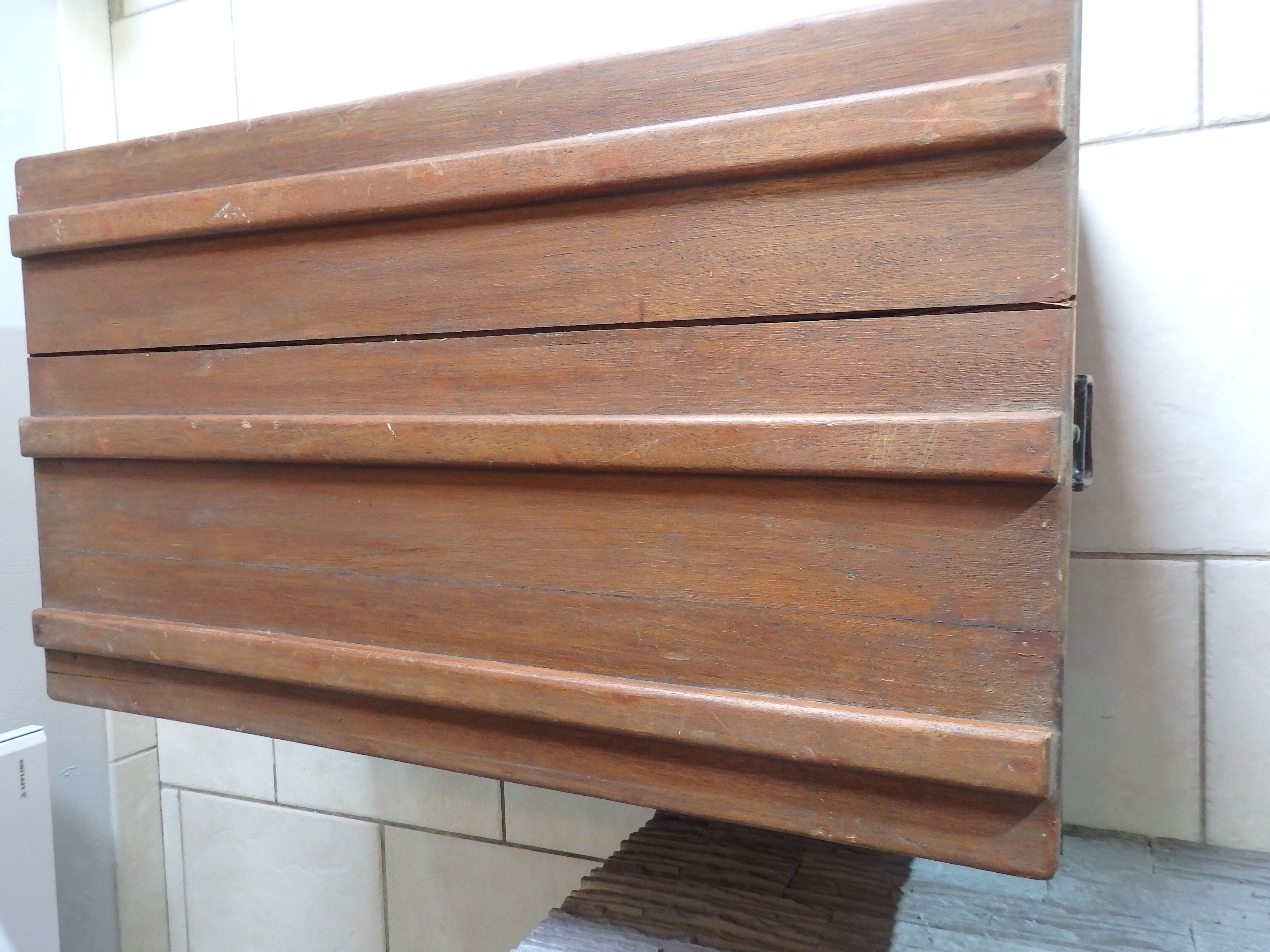 Old military travel trunk with oak key and label