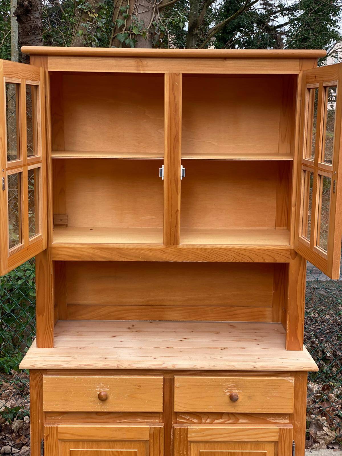 2-part solid wood buffet display cabinet kitchen storage cabinet 94cm