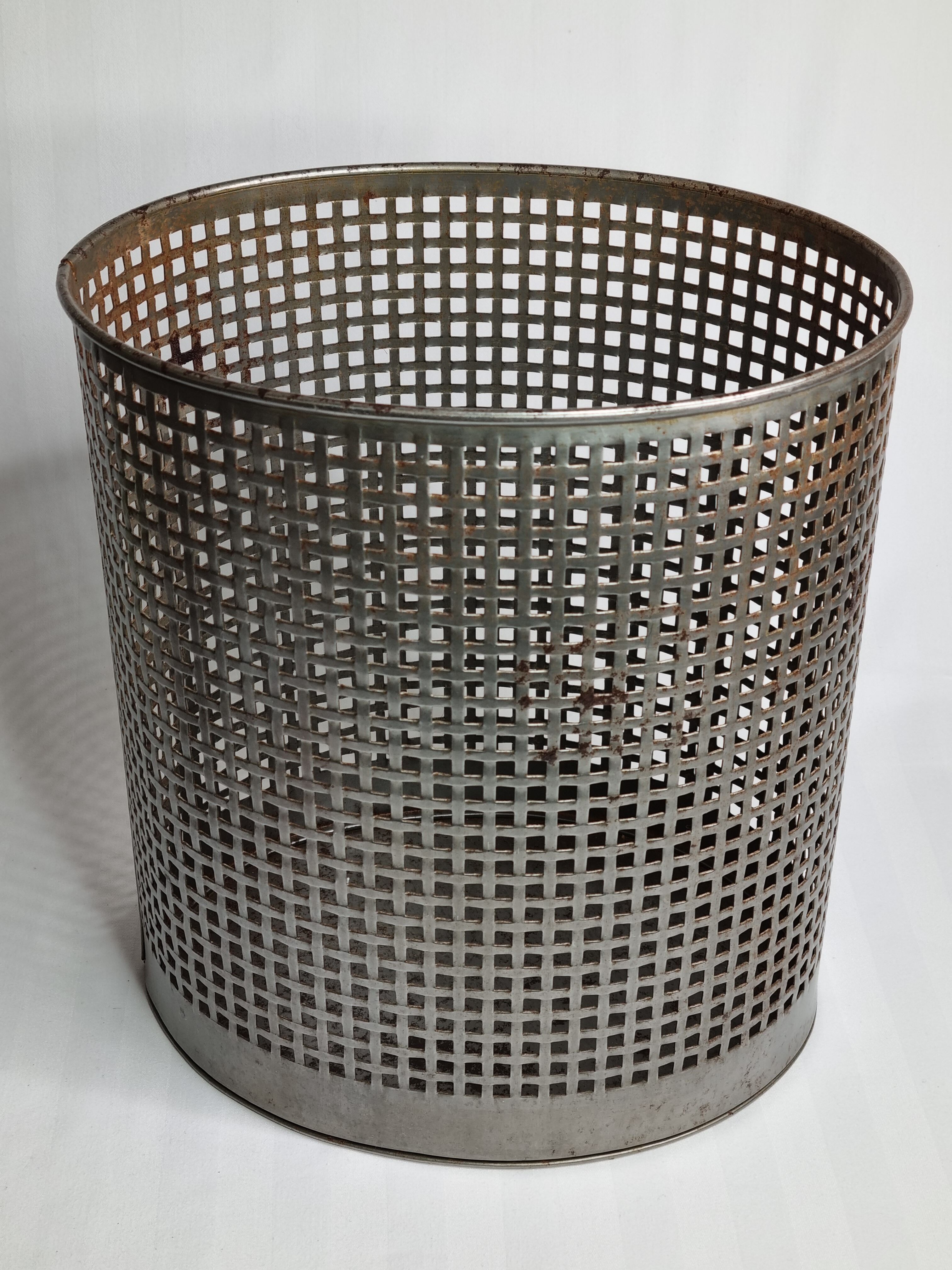 Industrial style metal wastebasket, 50s