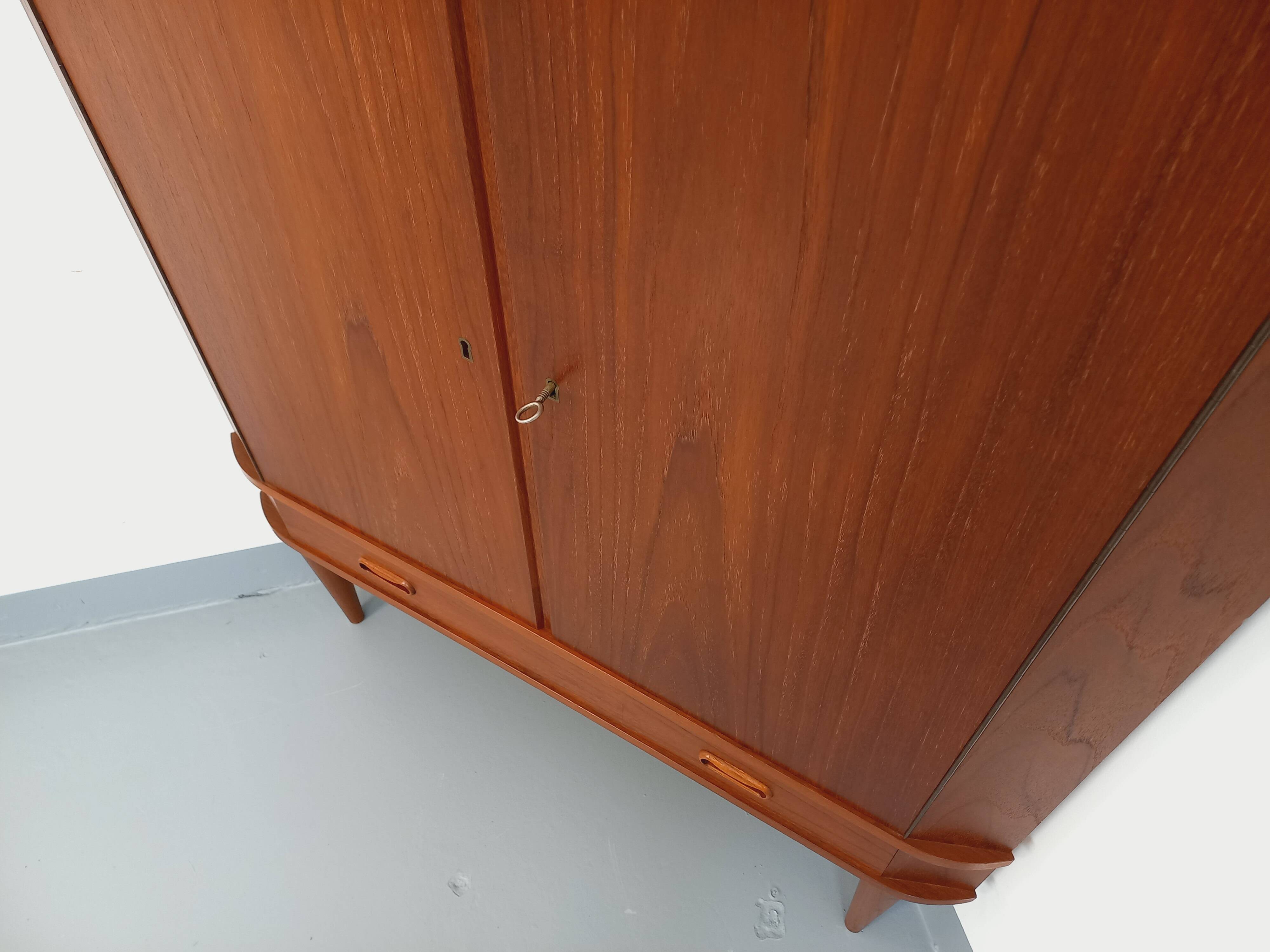 Vintage Scandinavian teak storage corner cabinet from the 60s