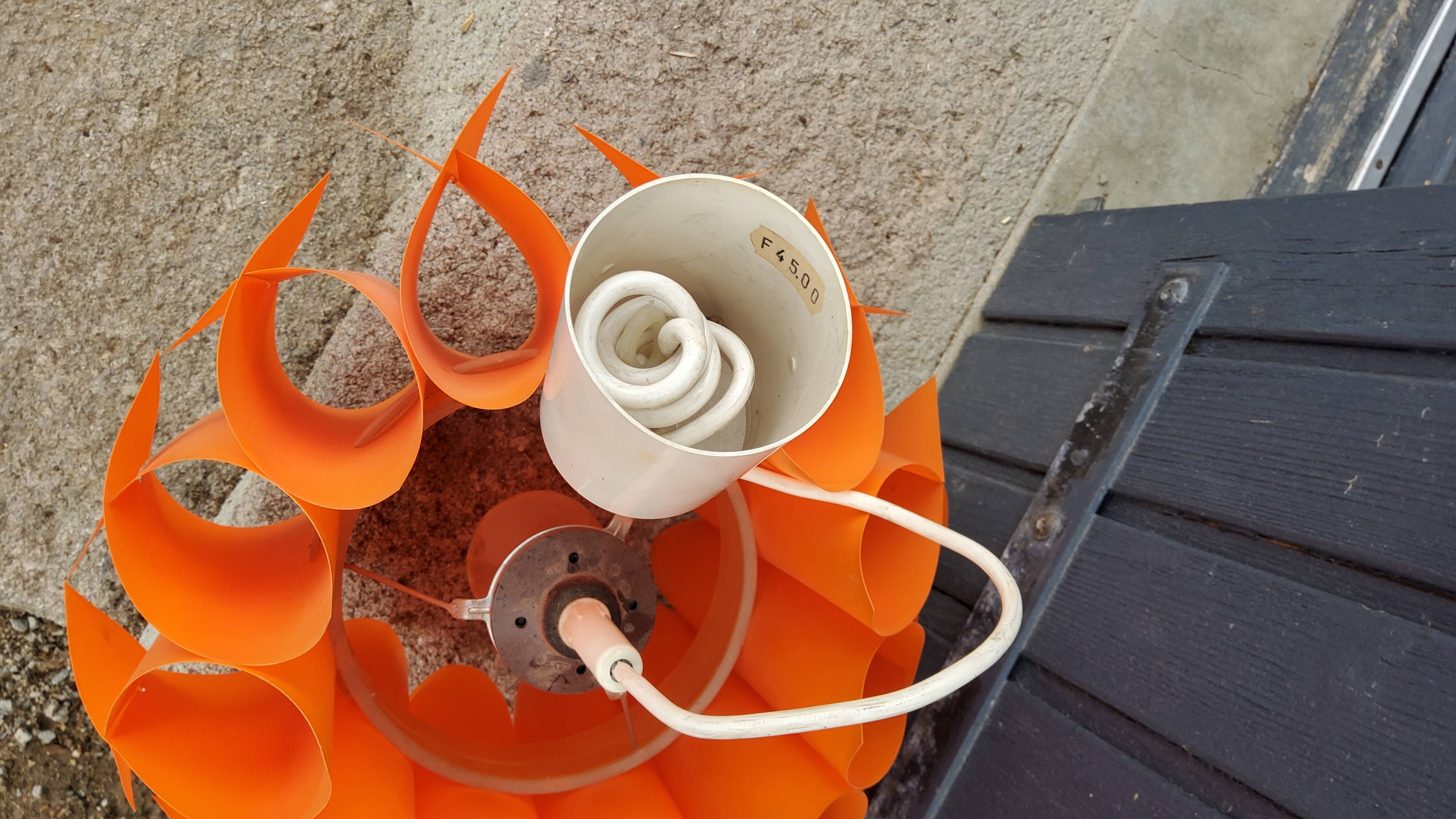 Suspension lamp by Lars Schioler butterfly model Hoyrup Light plastic editor orange 1968