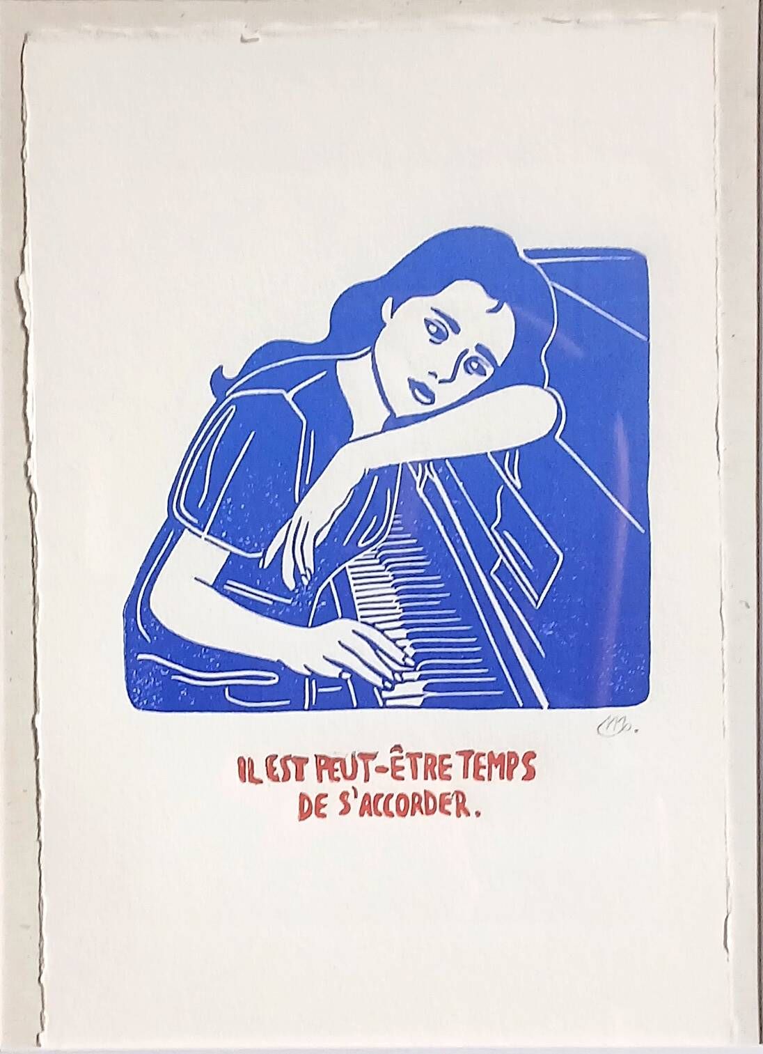 Linogravure Noémie Mahieux signée & encadrée.