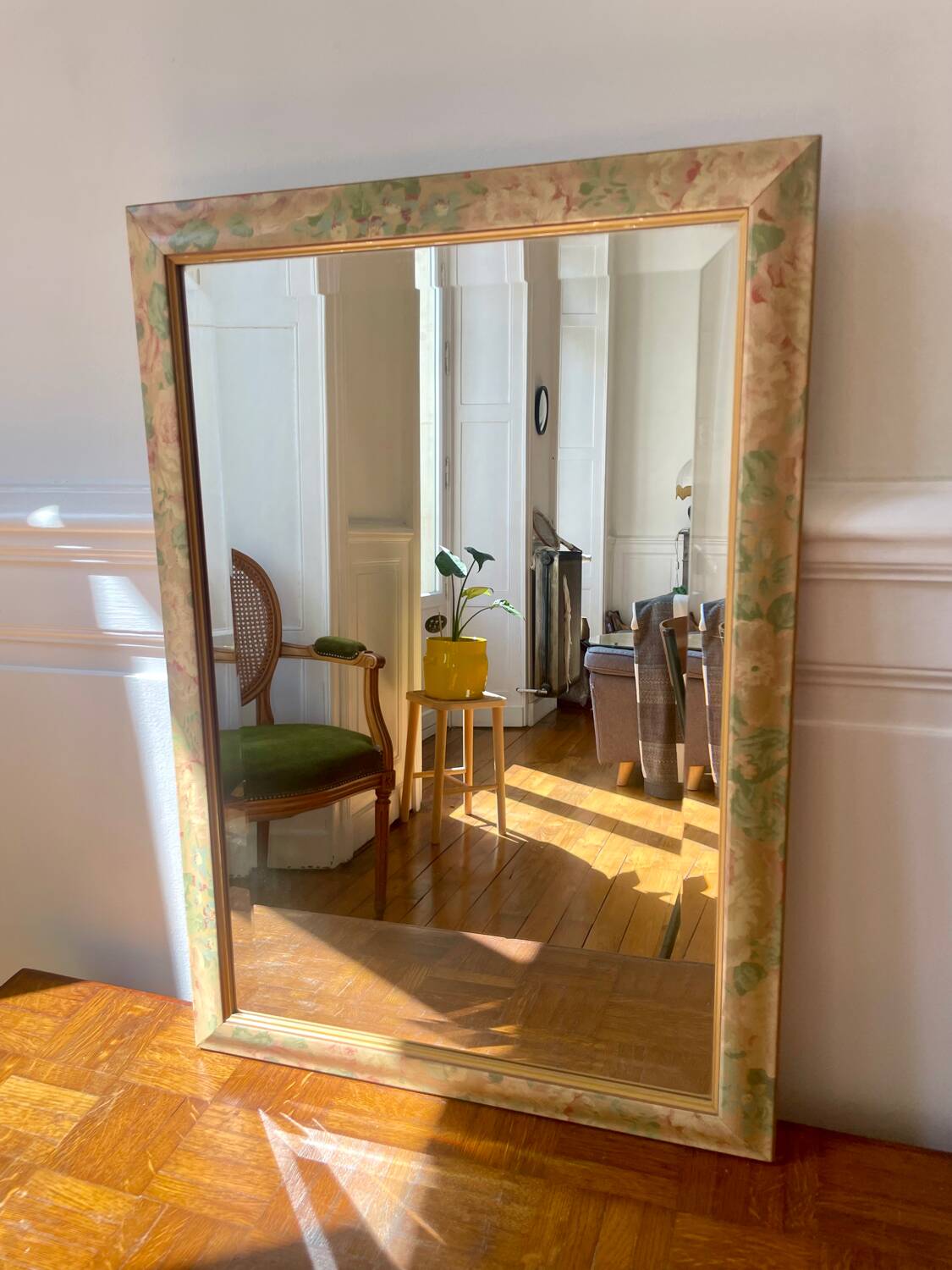 Miroir floral biseauté