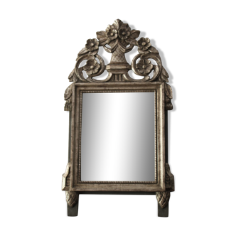 Louis XVI carved wood mirror - Gilded with silver leaf