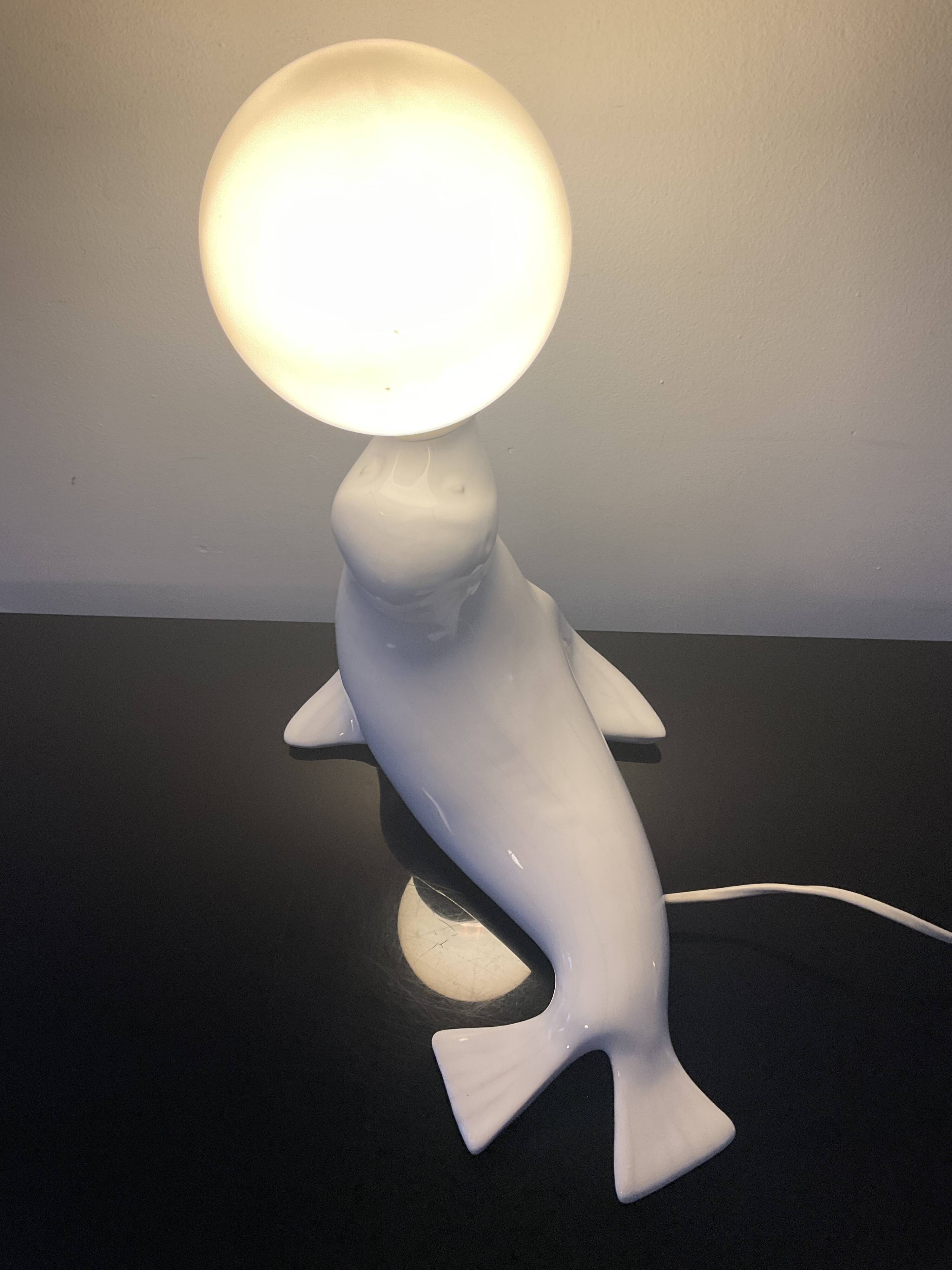 Lampe Otarie vintage en céramique de Delfts années 60