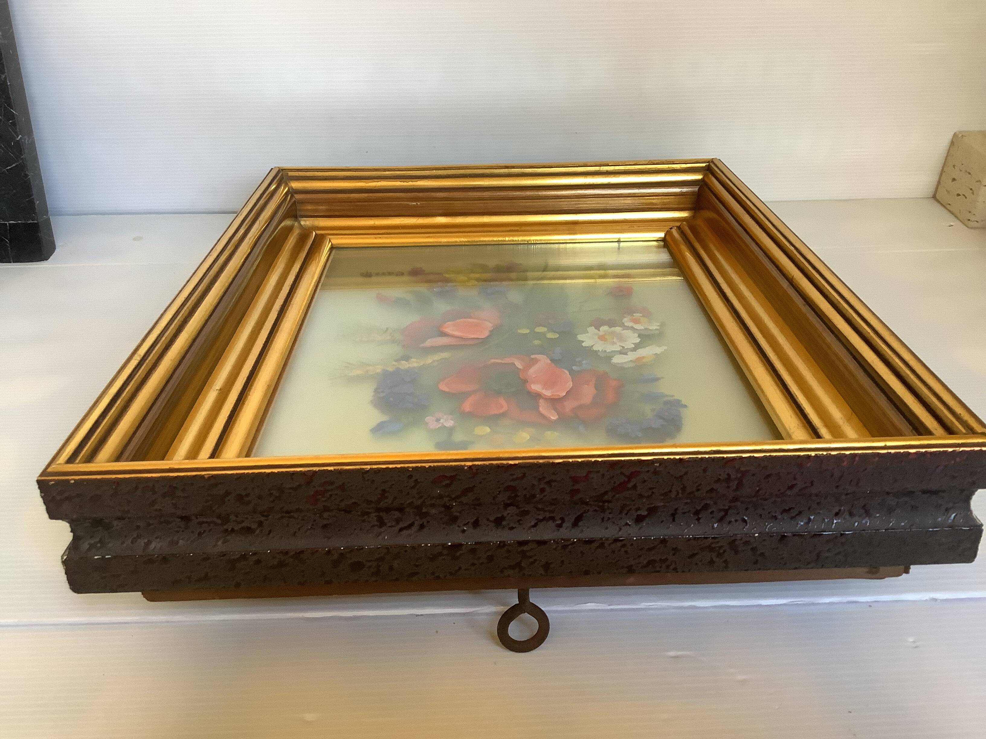 Old painting bouquet of flowers signed