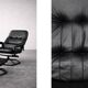 Vintage Mid-Century Danish Modern Black Leather Swivel Chair and Ottoman