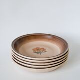 Set of 5 Gien stoneware soup plates with flowers 1970