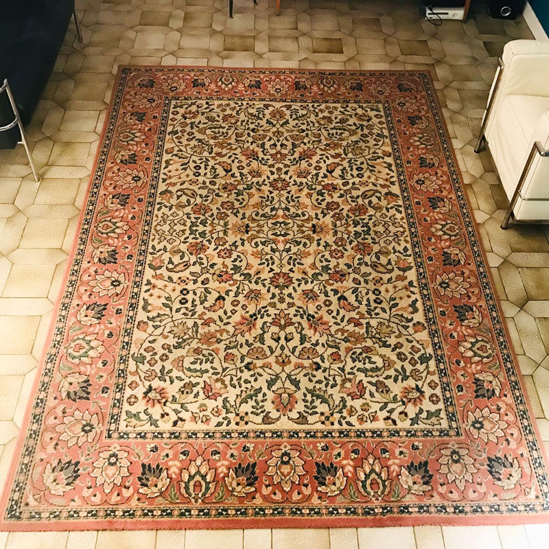 Pink and beige vintage carpet (198 x 286 cm)