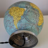 Globe terrestre lumineux verre 1950