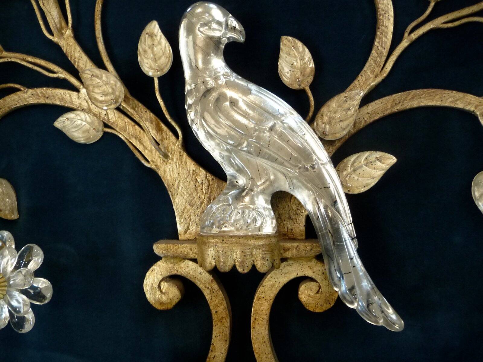 Large Italian gilt metal and crystal glass sconces from Banci Firenze, 1960s, set of 2