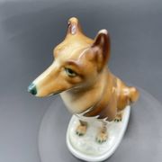 Vintage porcelain sitting dog Zsolnay Pécs – Hungary, 1960s