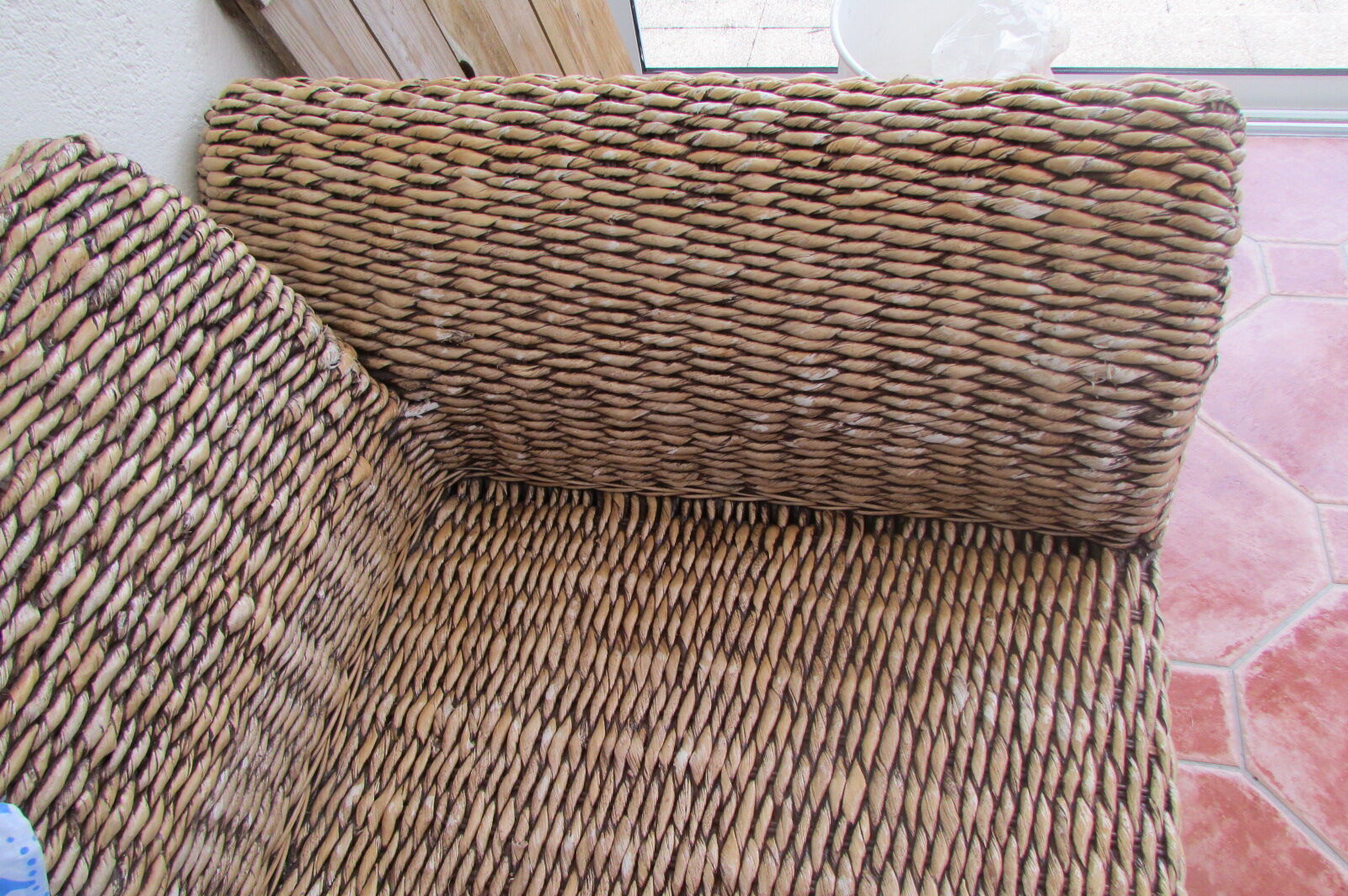 Bench in braided banana leaves