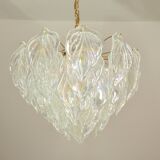 Amazing large Murano glass rainbow leaves chandelier