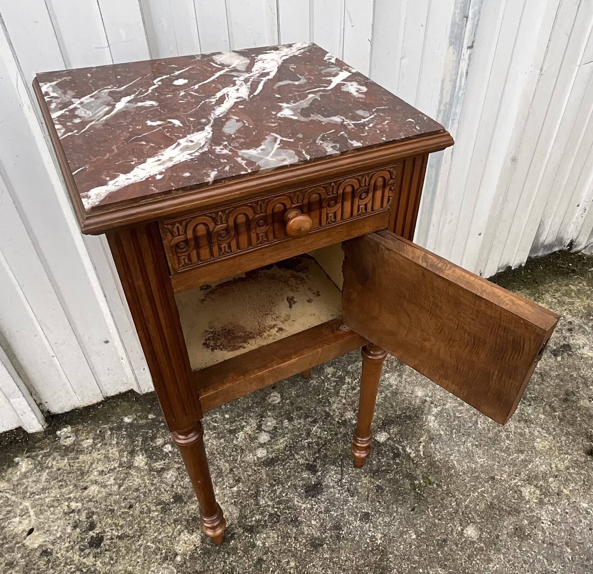 Louis XVI Style Walnut Bedside Table – Early 20th Century