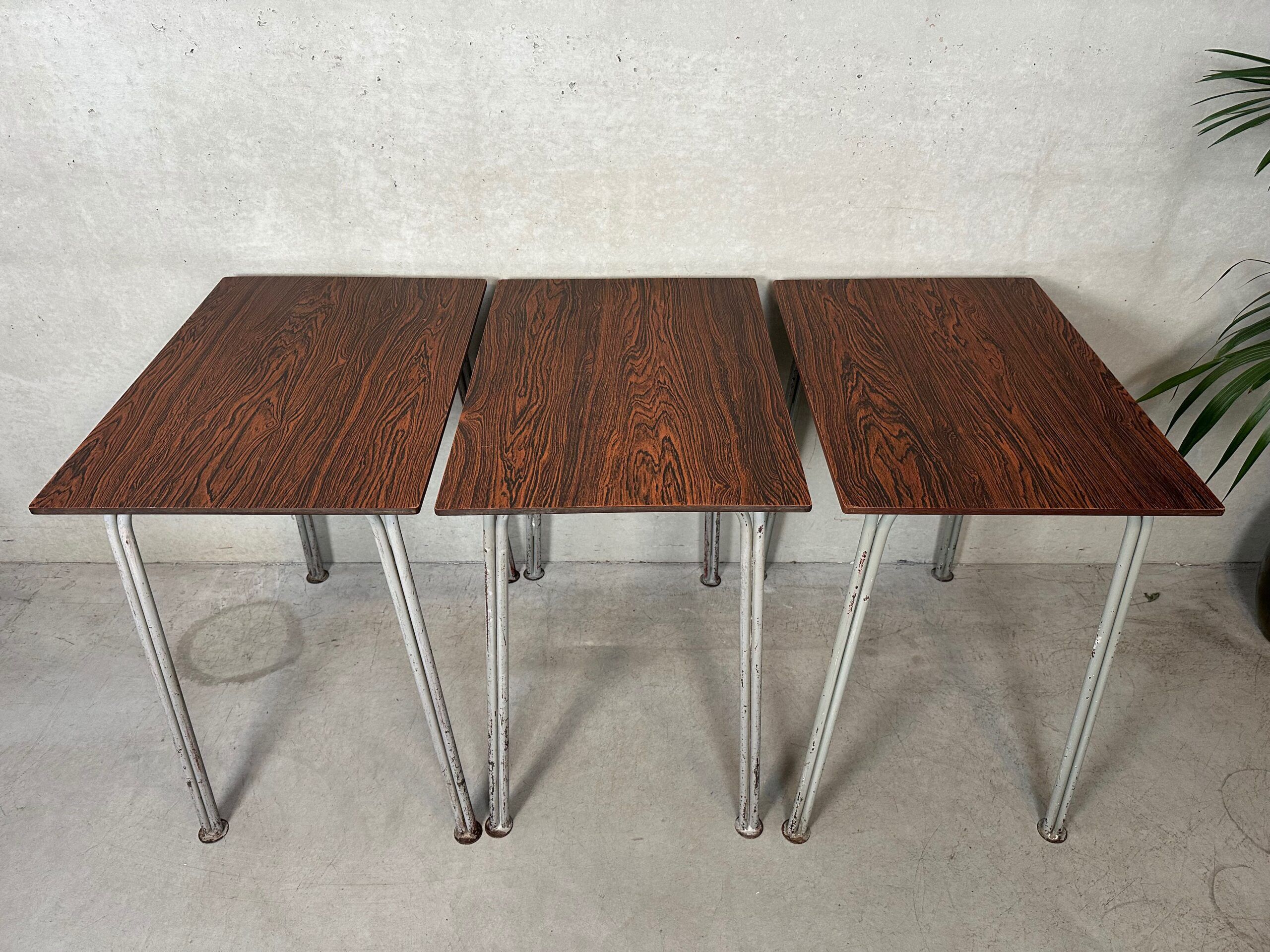 Vintage industrial school tables – steel and composite